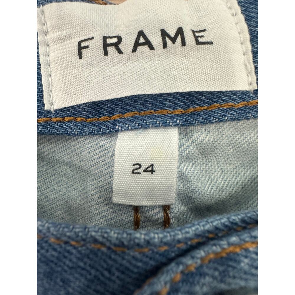 Frame Cotton Denim Split Seam Wide Leg Jeans Two-Toned Blue Women's Size 24 - Picture 7 of 9
